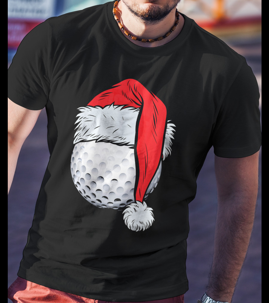 Christmas Golf Ball With Santa Hat T-Shirt