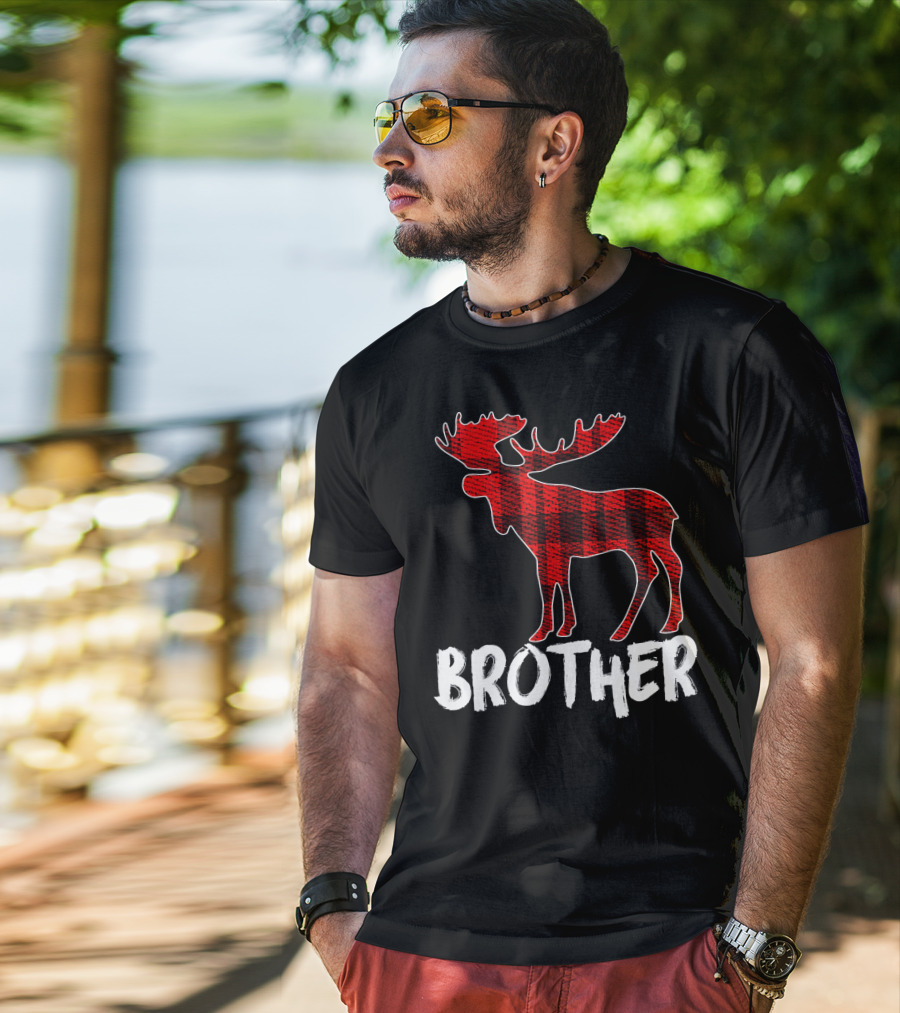 Brother Red Plaid Moose T-Shirt