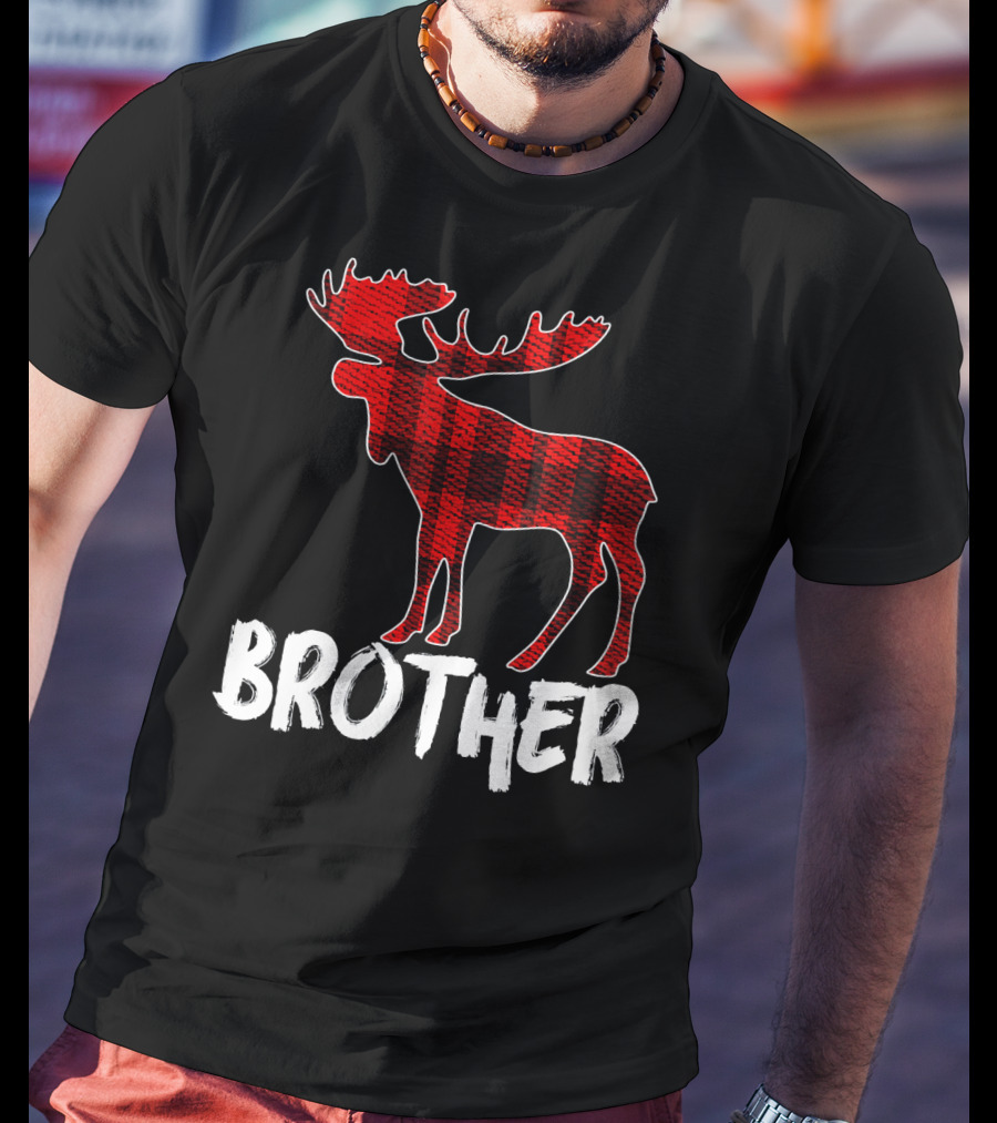Brother Red Plaid Moose T-Shirt