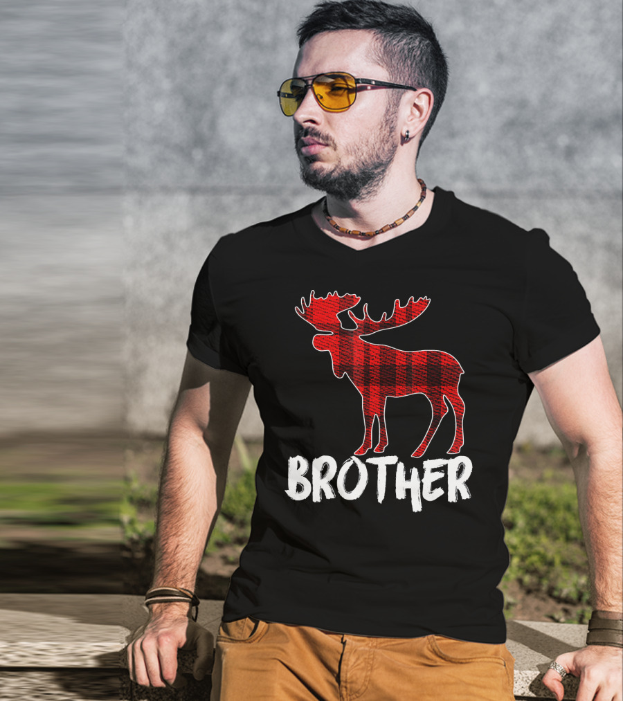 Brother Red Plaid Moose T-Shirt