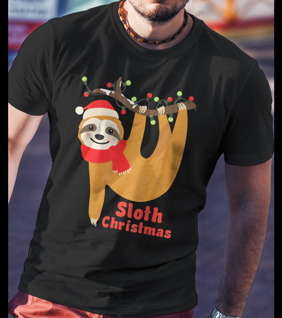 Sloth Christmas Funny Hanging Holiday Sloth T-Shirt