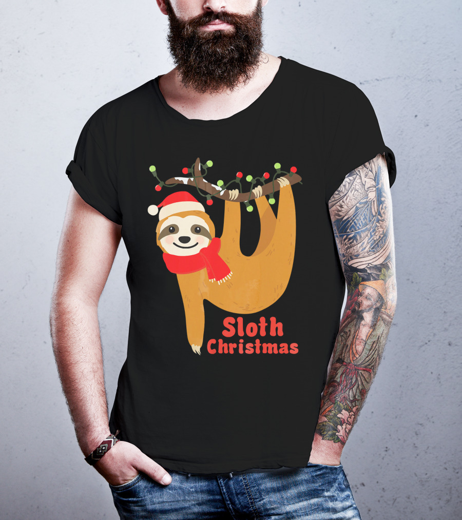 Sloth Christmas Funny Hanging Holiday Sloth T-Shirt