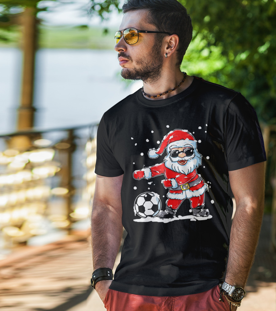 Christmas Flossing Santa Soccer T-Shirt