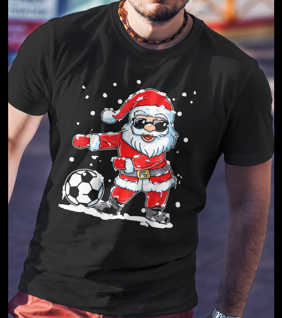 Christmas Flossing Santa Soccer T-Shirt