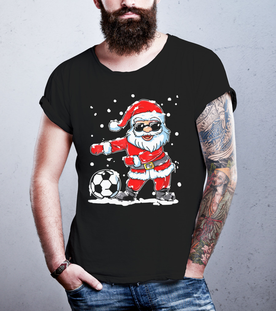 Christmas Flossing Santa Soccer T-Shirt