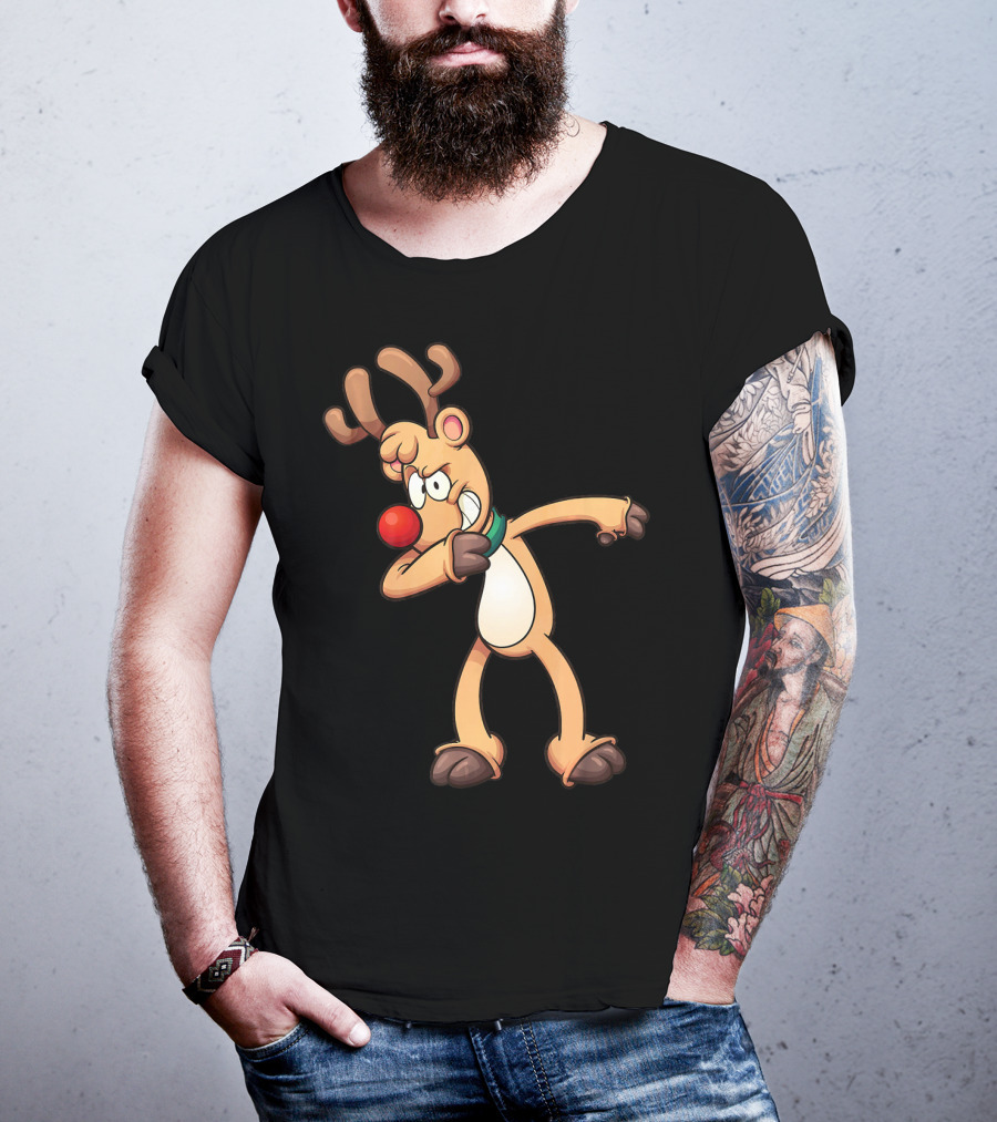 Rudolph Dabbing Reindeer Christmas Dance Antlers T-Shirt