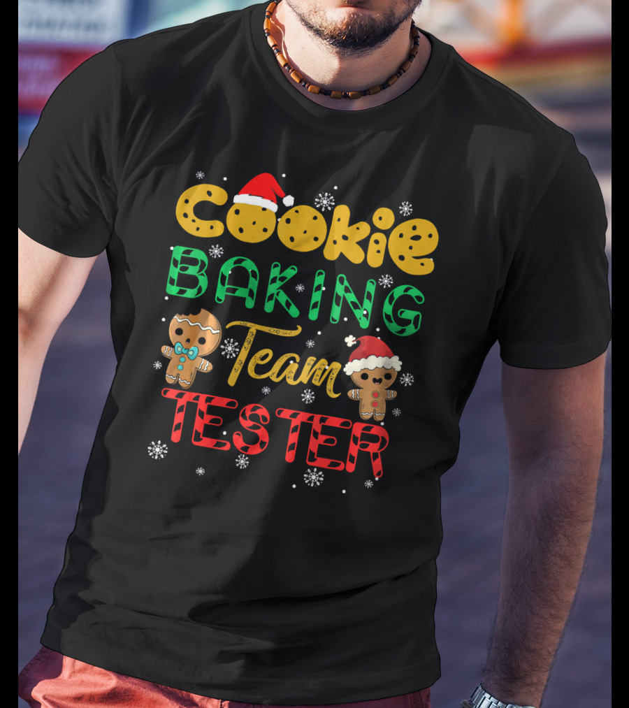 Cookie Baking Team Tester Gingerbread Santa Hats Winter Snowflakes T-Shirt