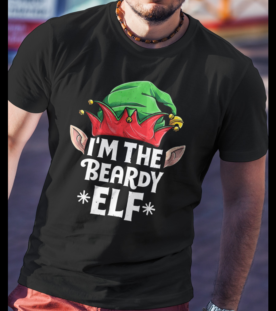 I'm The Beardy Elf Holiday Humor With Santa's Little Helper Hat T-Shirt