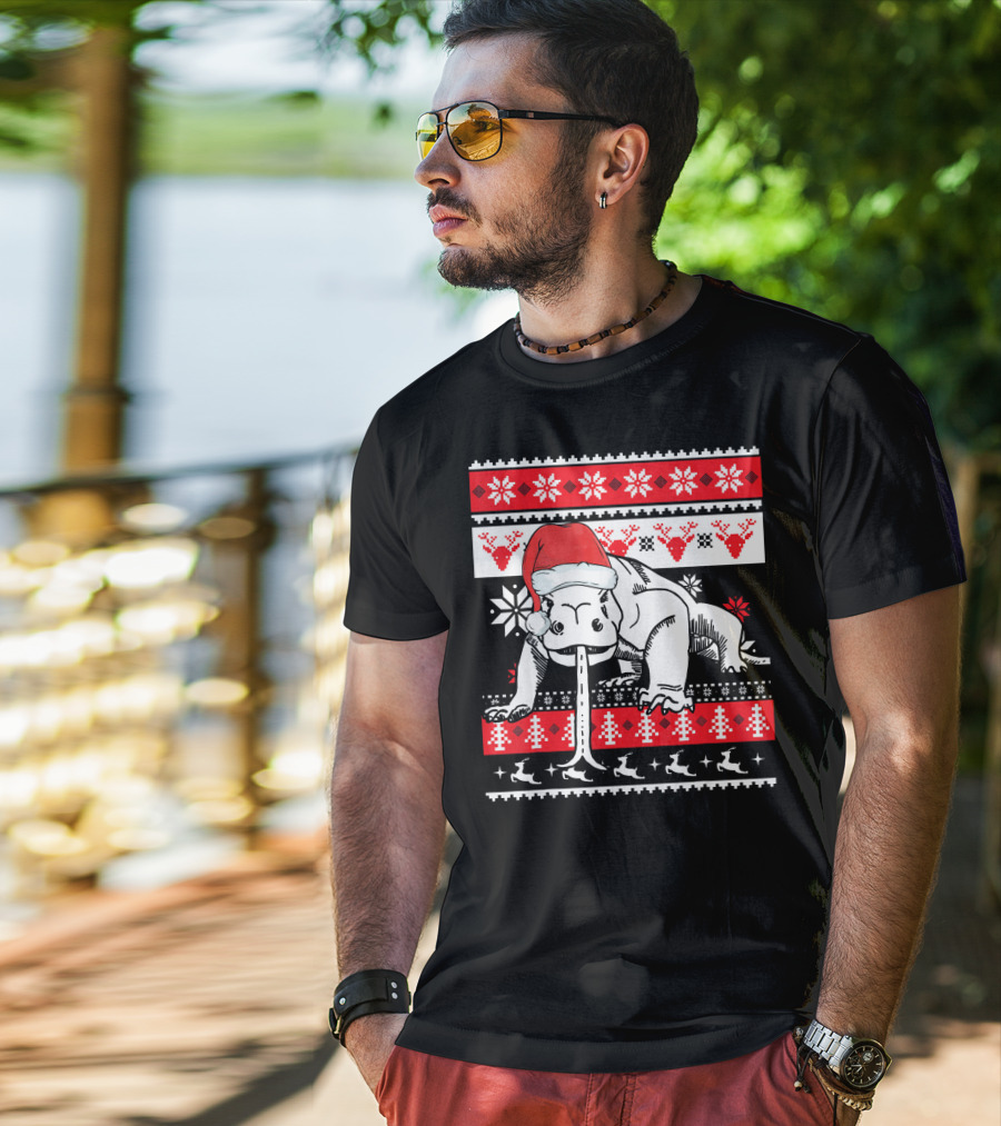 Ugly Christmas Komodo Dragon Reptile Santa Holiday T-Shirt