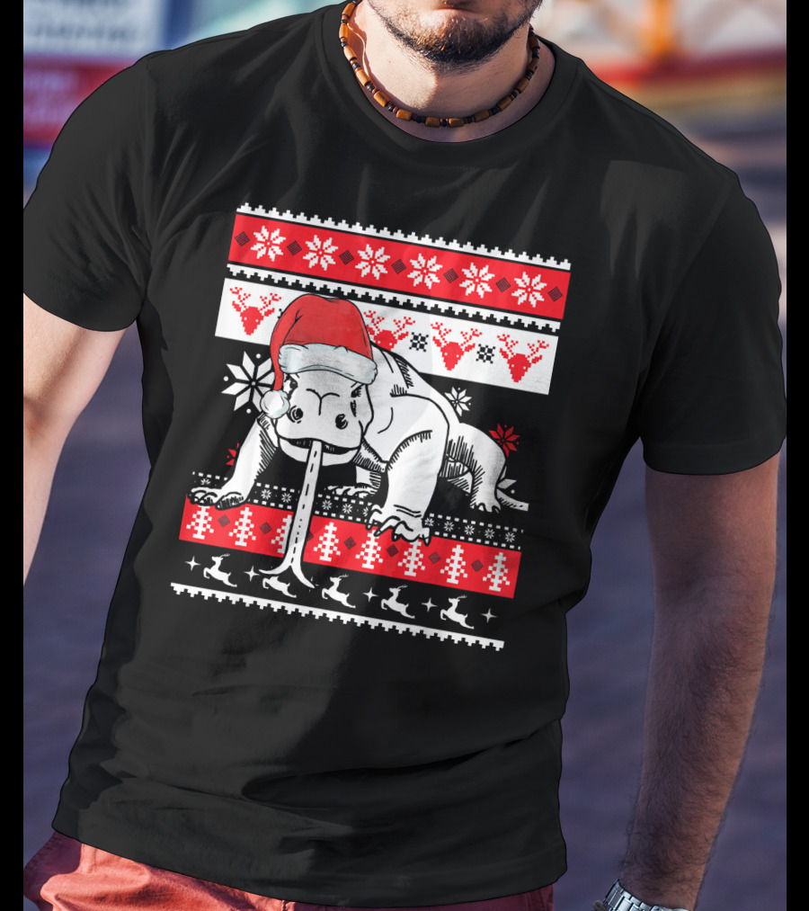Ugly Christmas Komodo Dragon Reptile Santa Holiday T-Shirt
