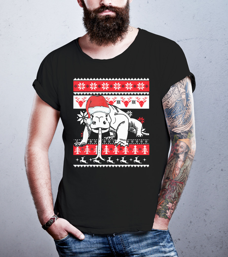 Ugly Christmas Komodo Dragon Reptile Santa Holiday T-Shirt