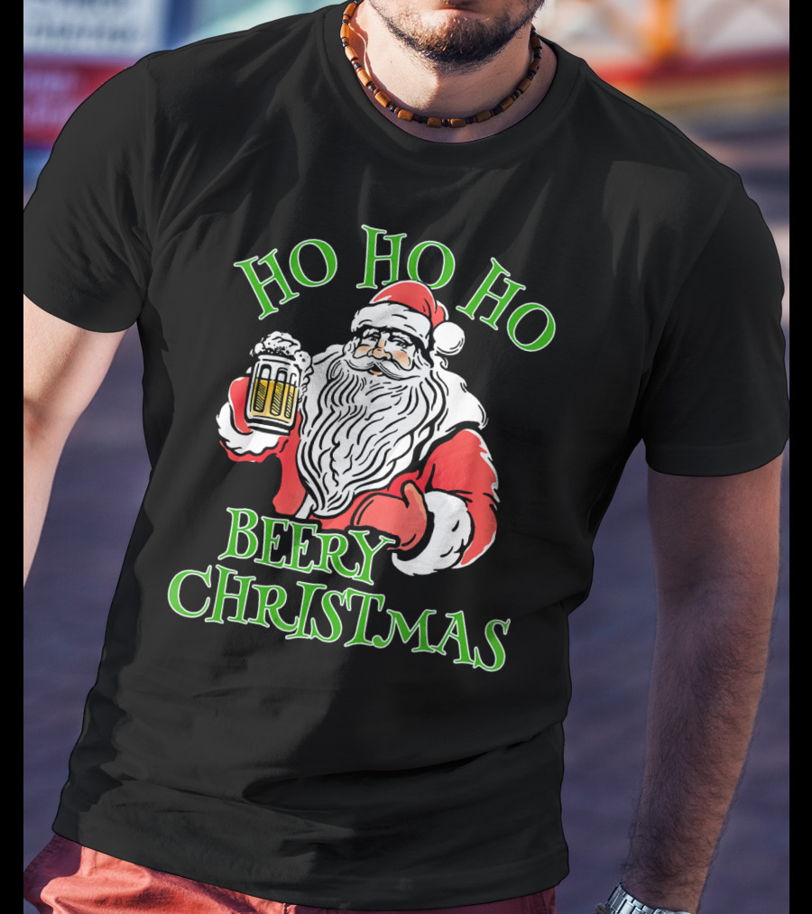 Ho Ho Ho Beery Christmas Santa With Beer T-Shirt
