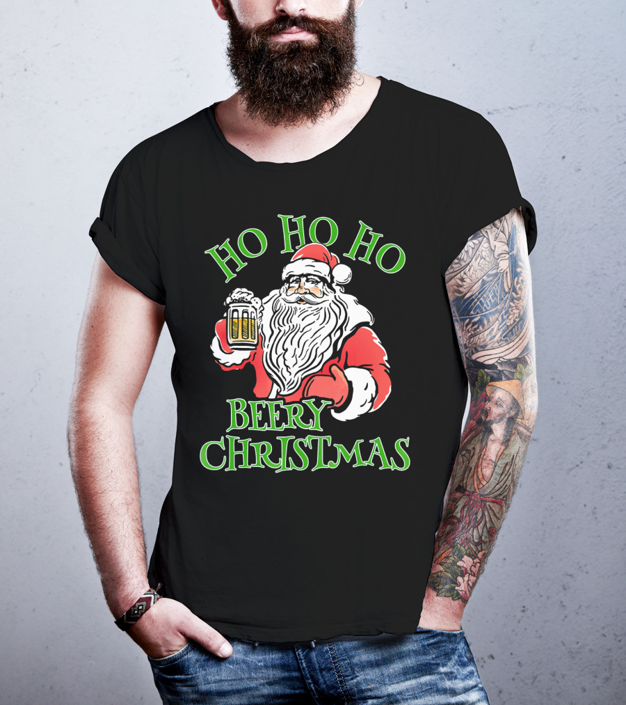 Ho Ho Ho Beery Christmas Santa With Beer T-Shirt