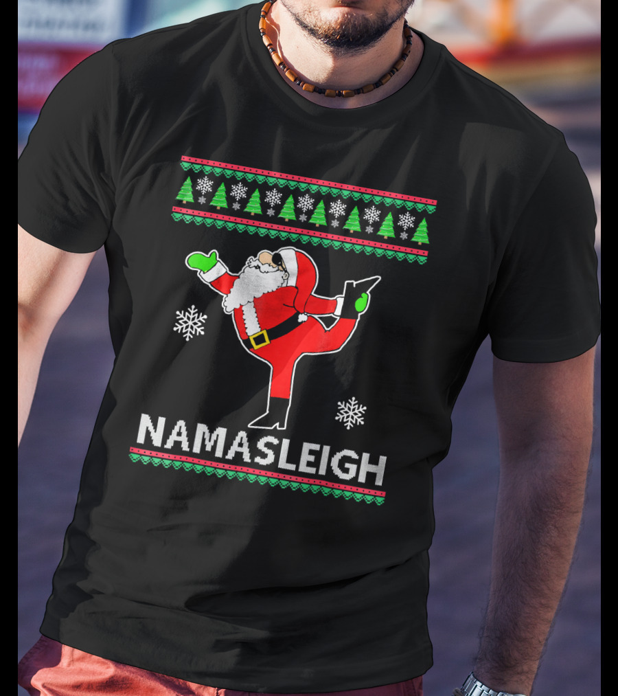Namasleigh Santa Yoga Christmas Holiday T-Shirt