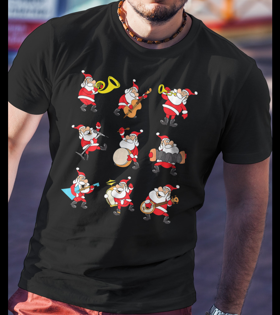 Santa Claus Playing Musical Instruments Ensemble T-Shirt