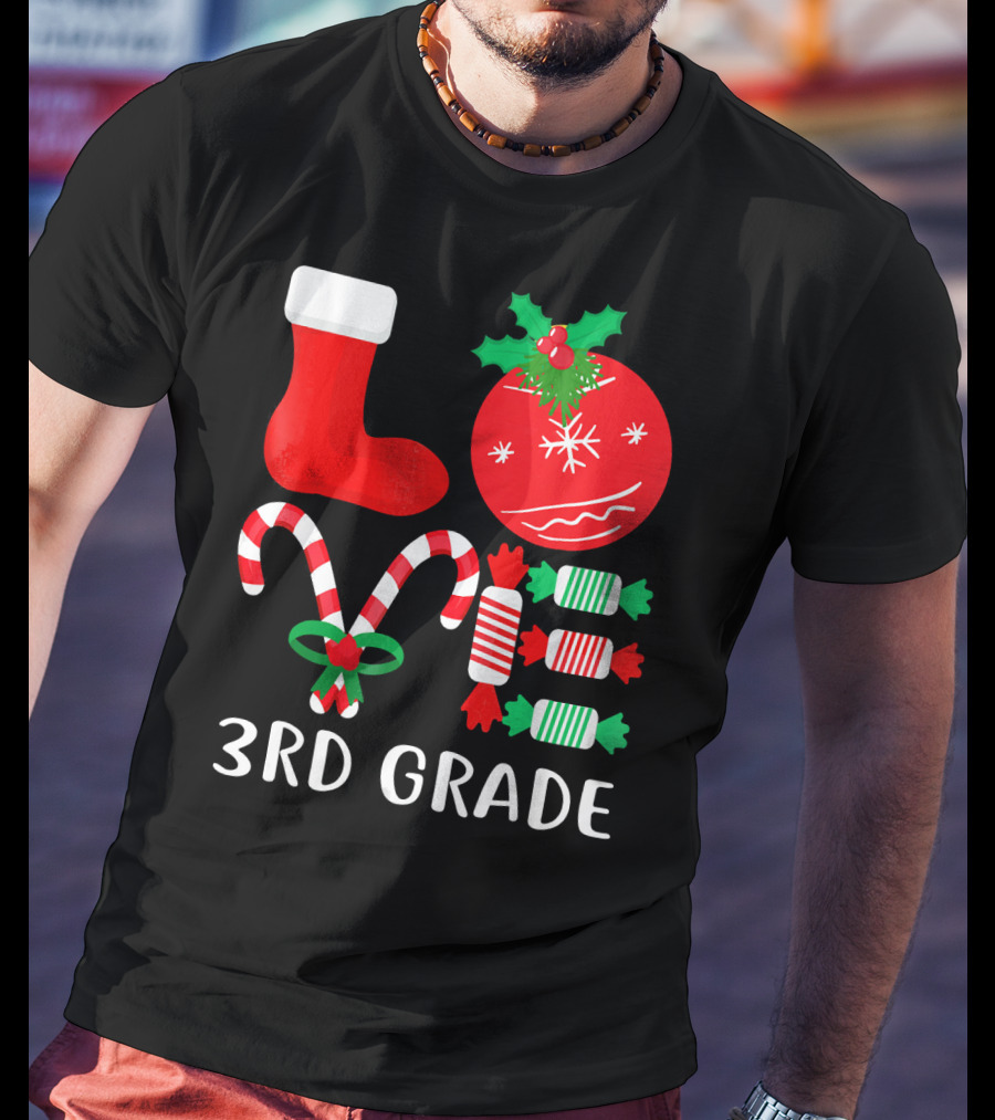 Candy Cane Christmas 3rd Grade Holiday T-Shirt