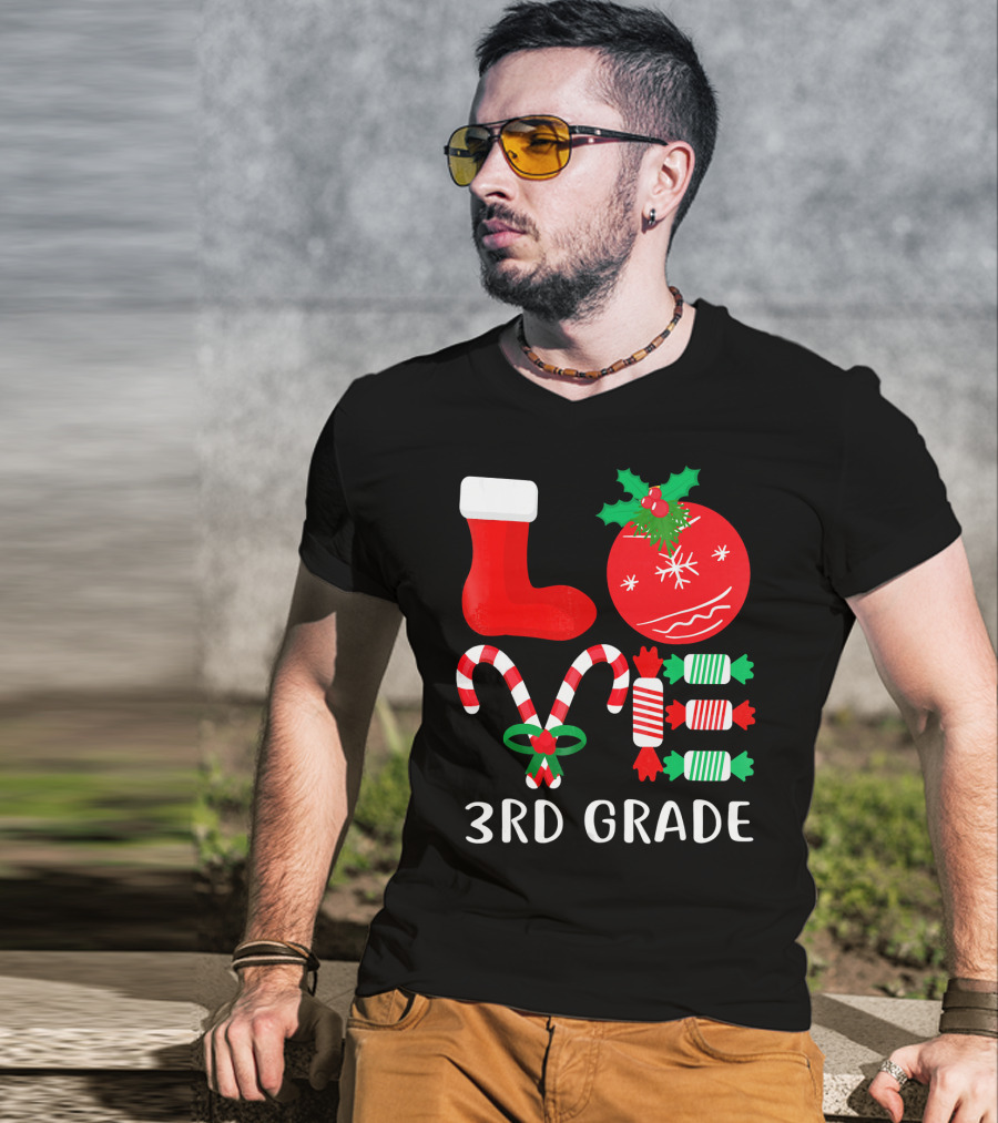 Candy Cane Christmas 3rd Grade Holiday T-Shirt