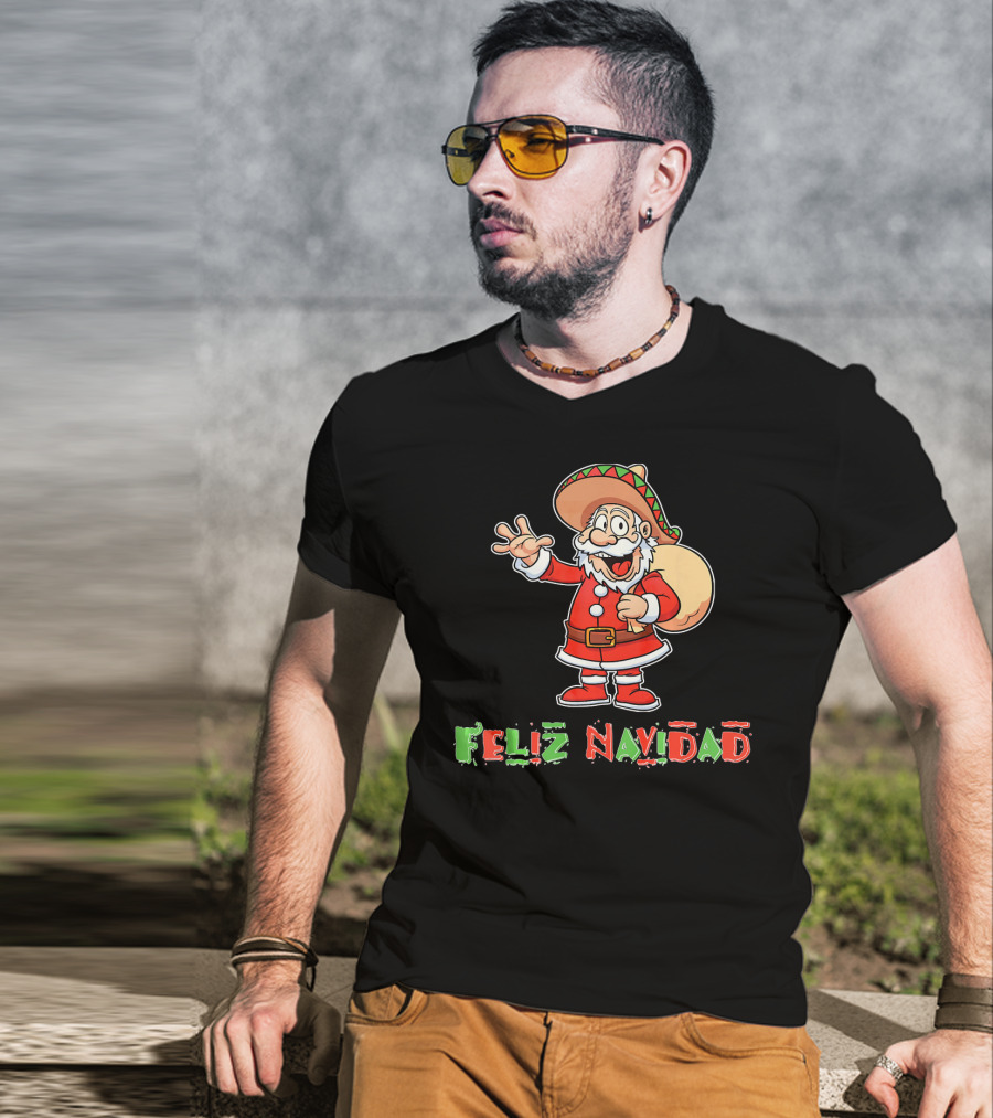 Feliz Navidad Mexican Santa Mexi Sombrero T-Shirt