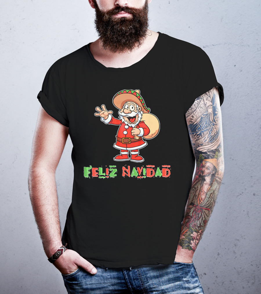 Feliz Navidad Mexican Santa Mexi Sombrero T-Shirt