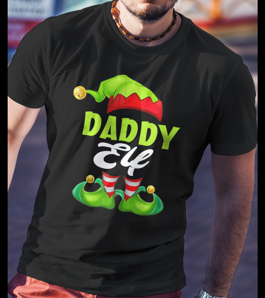 Daddy Elf Christmas Hat And Shoes T-Shirt