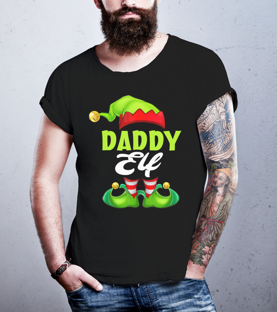 Daddy Elf Christmas Hat And Shoes T-Shirt