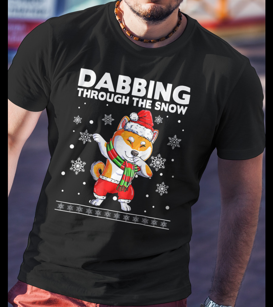 Dabbing Through The Snow Shiba Inu Santa T-Shirt