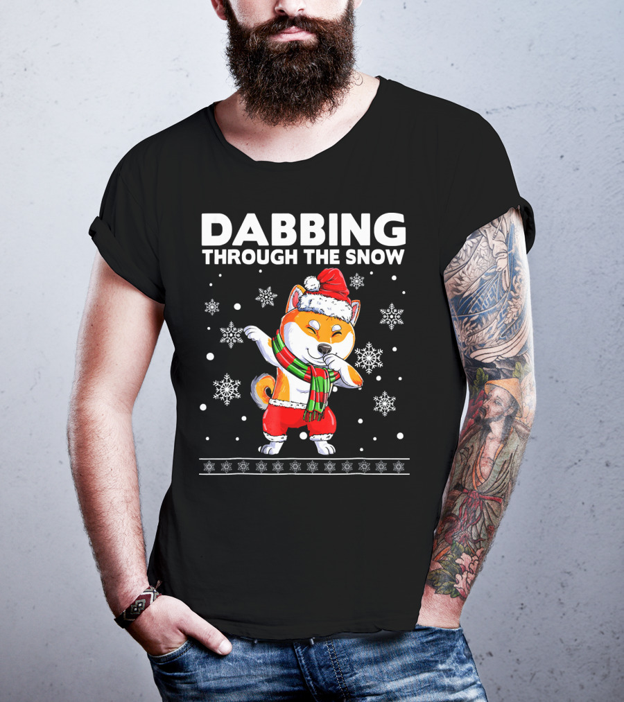 Dabbing Through The Snow Shiba Inu Santa T-Shirt