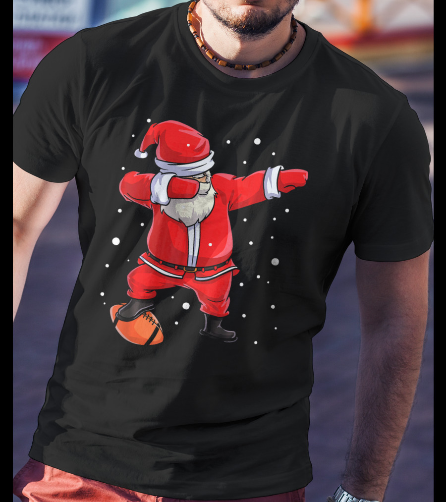 Santa Dabbing With Football Snowflakes T-Shirt