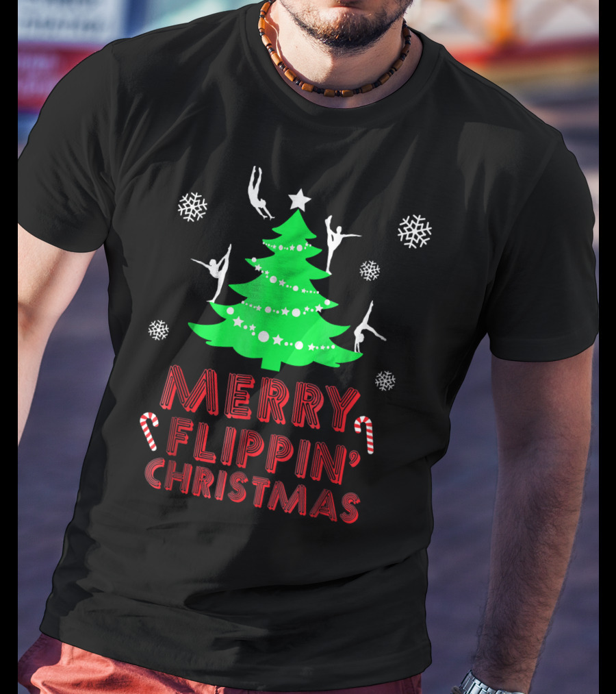 Merry Flippin' Christmas Cute Gymnastics Girls T-Shirt
