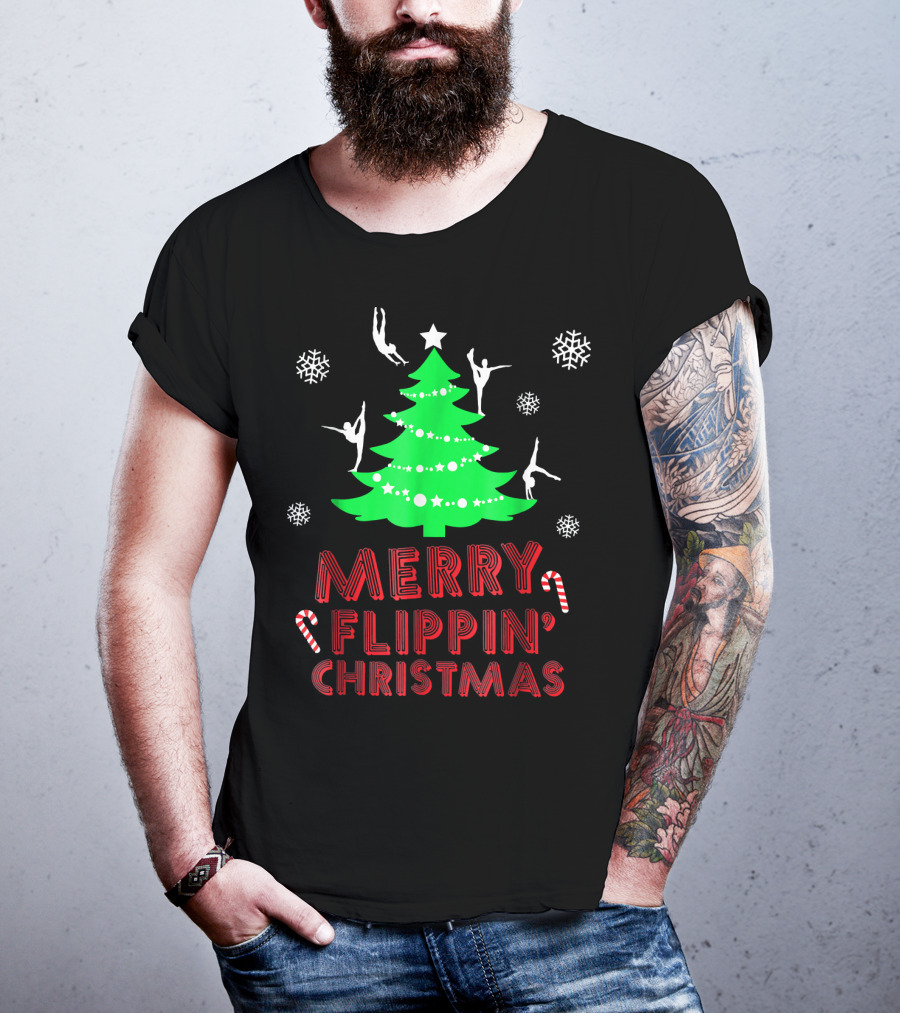 Merry Flippin' Christmas Cute Gymnastics Girls T-Shirt