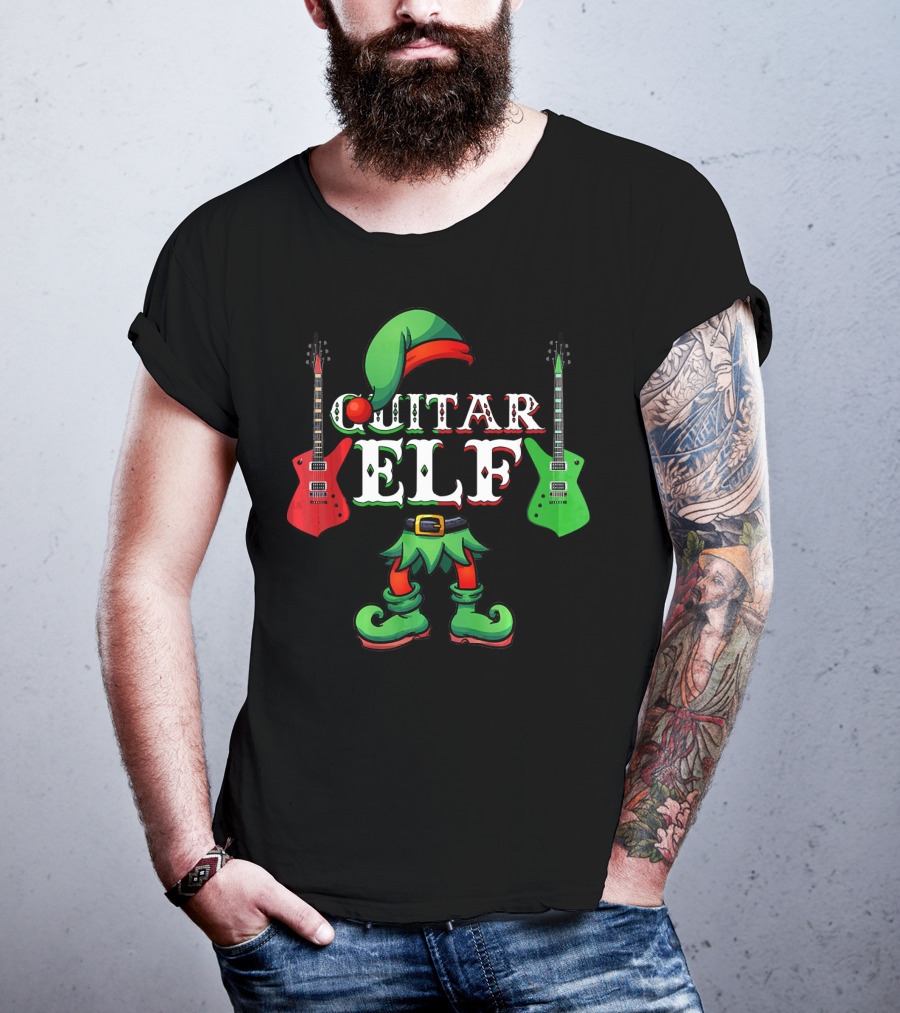 Guitar Elf Electric Guitar Christmas Team T-Shirt
