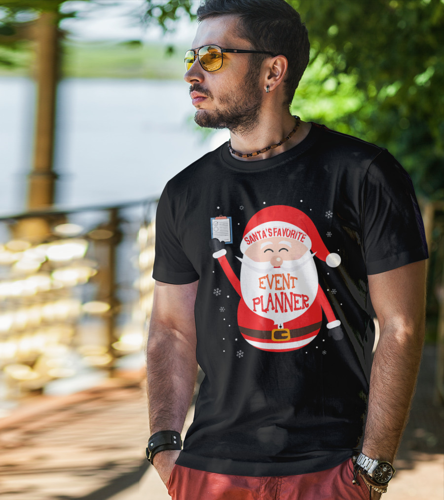 Santa Claus Santa's Favorite Event Planner Merry Xmas T-Shirt