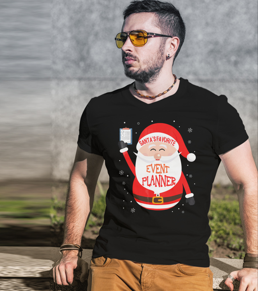 Santa Claus Santa's Favorite Event Planner Merry Xmas T-Shirt
