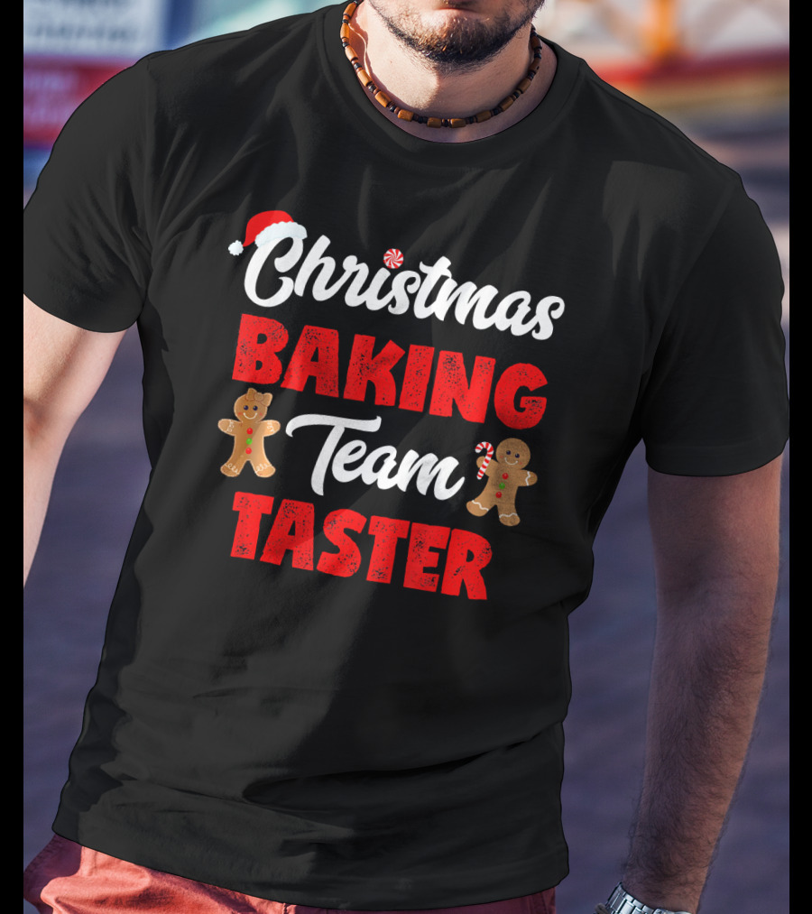 Christmas Baking Team Taster Gingerbread Candy Cane Santa Hat T-Shirt
