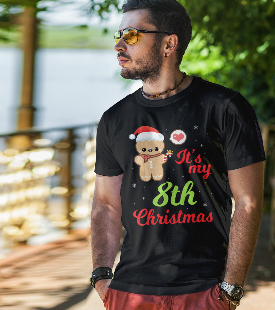 Gingerbread Noel Costume Heart Snow It's My 8th Christmas T-Shirt