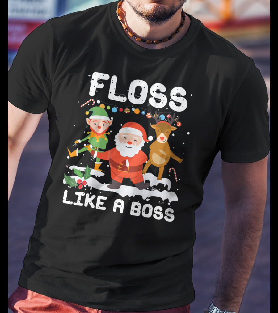 Floss Like A Boss Santa Reindeer Elf Christmas T-Shirt
