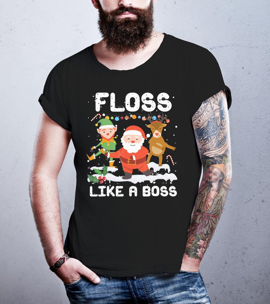 Floss Like A Boss Santa Reindeer Elf Christmas T-Shirt