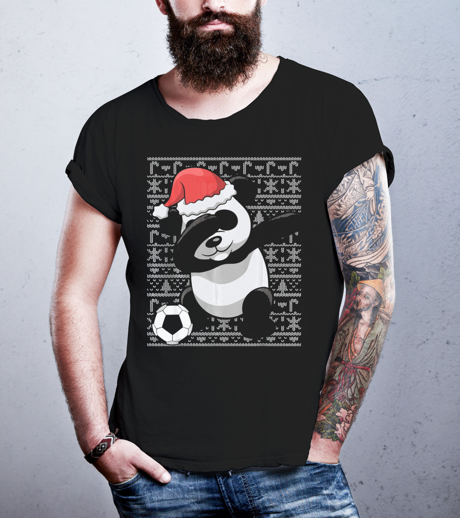 Christmas Dabbing Santa Panda Bear Soccer T-Shirt
