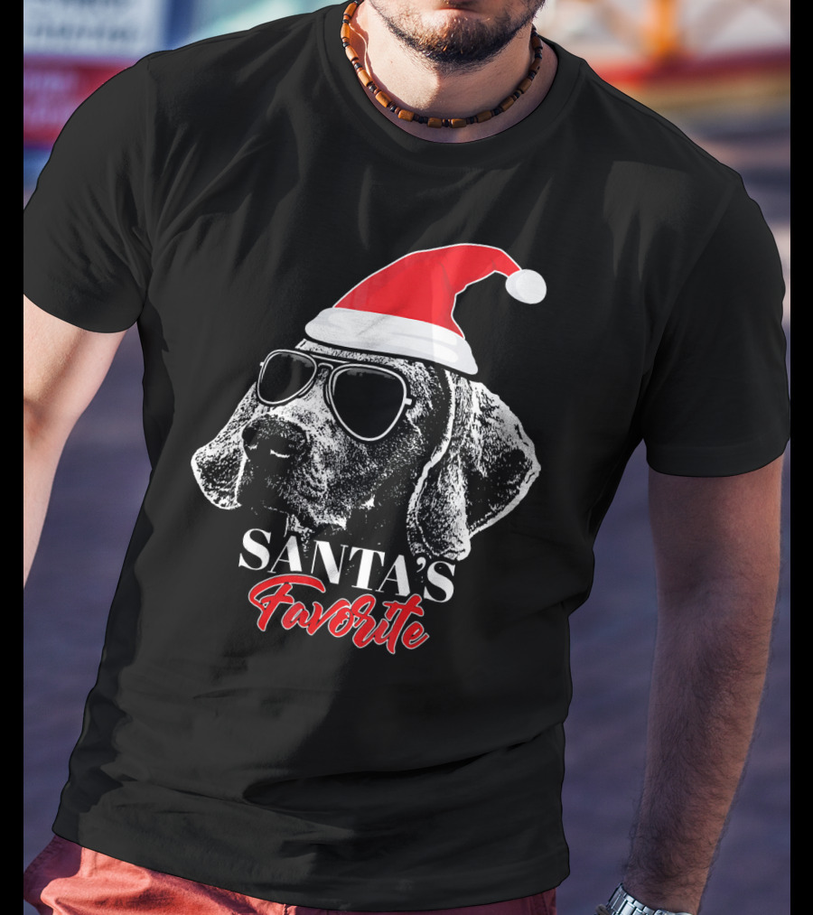 Santa's Favorite Weimaraner With Sunglasses T-Shirt