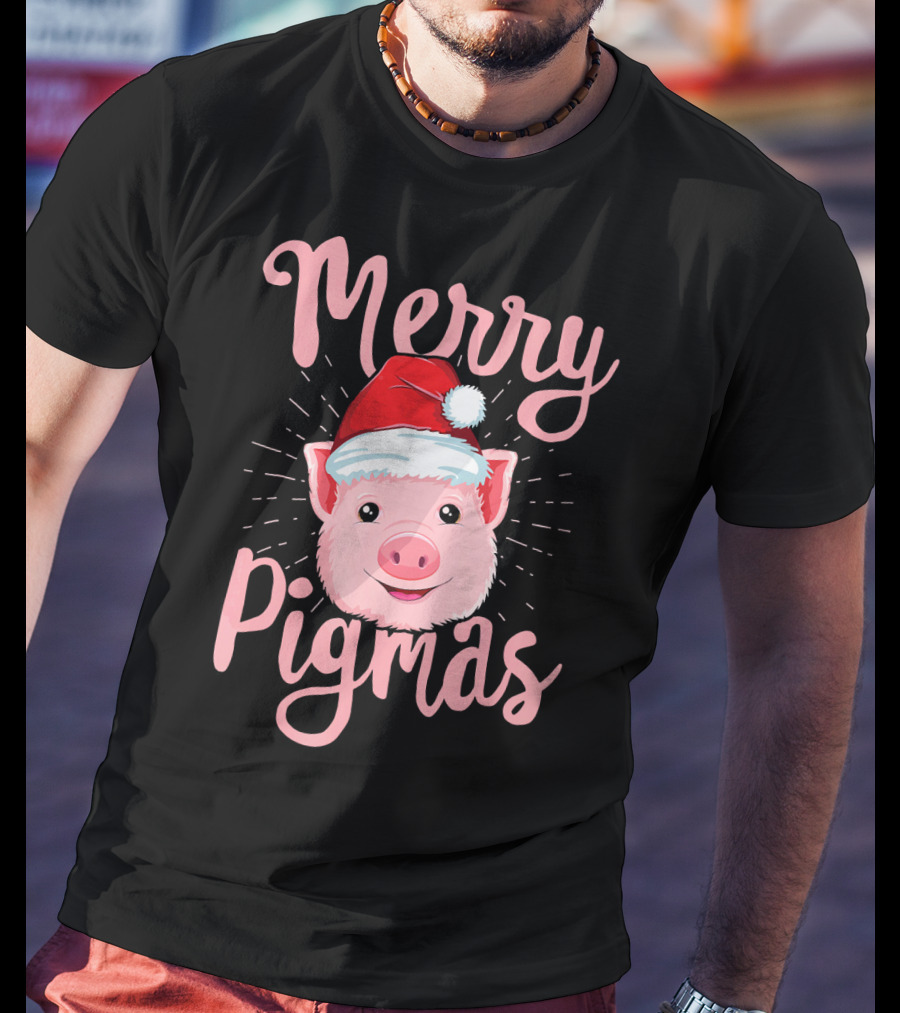 Merry Pigmas Pig Santa Hat T-Shirt