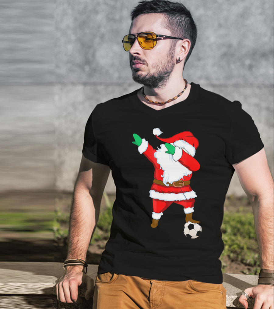 Santa Claus Dabbing With Soccer Ball T-Shirt