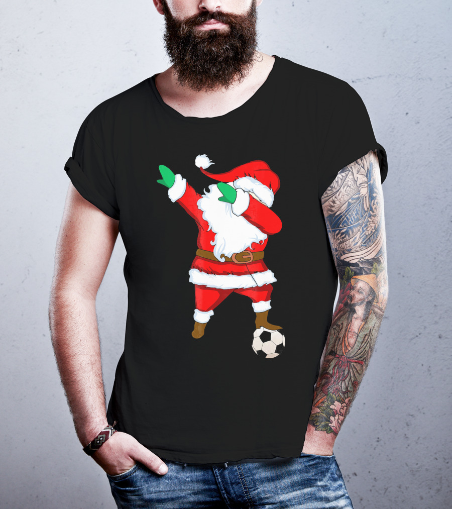 Santa Claus Dabbing With Soccer Ball T-Shirt