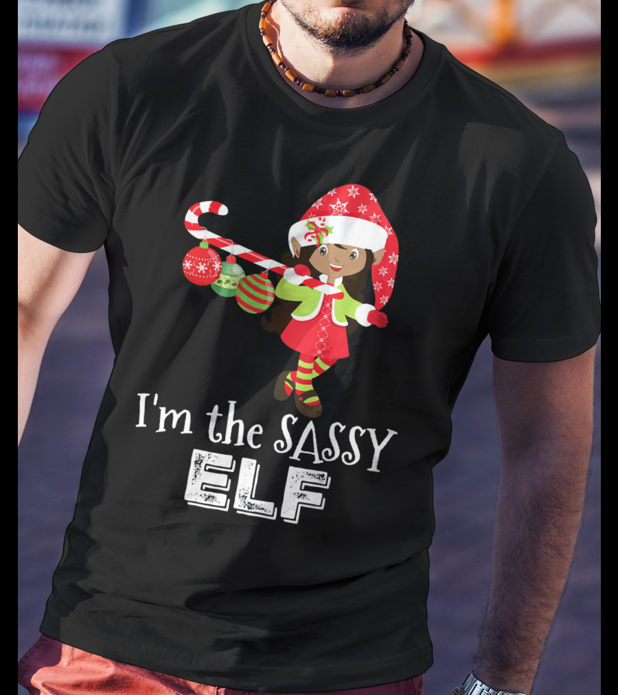 I'm The Sassy Elf African American Girls Christmas T-Shirt