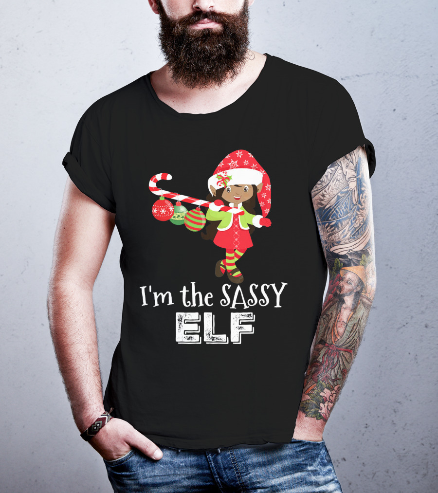I'm The Sassy Elf African American Girls Christmas T-Shirt