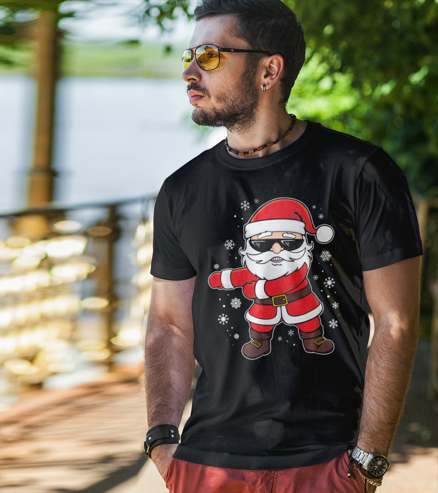 Santa Floss Dance With Snowflakes And Sunglasses T-Shirt