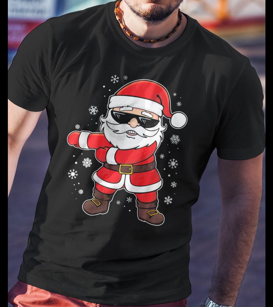 Santa Floss Dance With Snowflakes And Sunglasses T-Shirt
