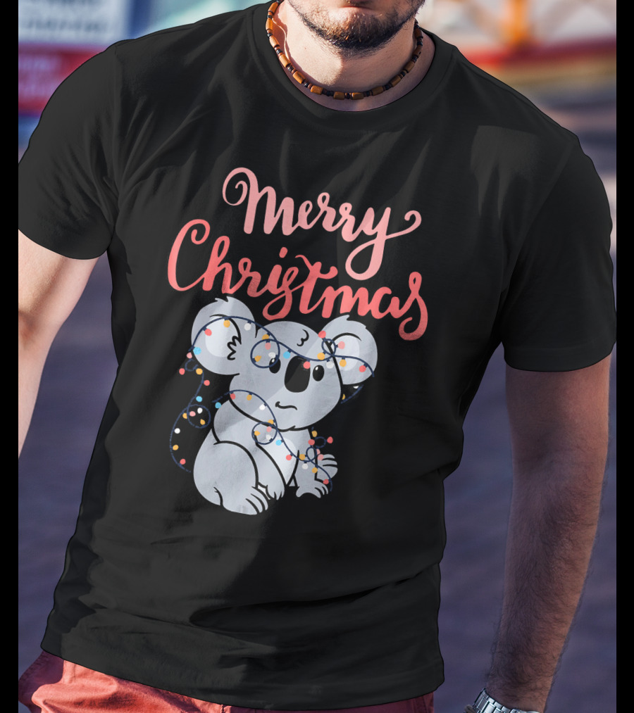 Merry Christmas Koala Bear With Holiday Lights T-Shirt