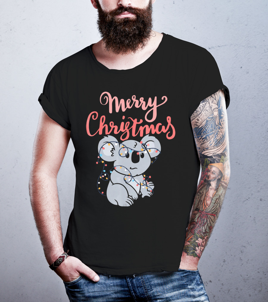 Merry Christmas Koala Bear With Holiday Lights T-Shirt