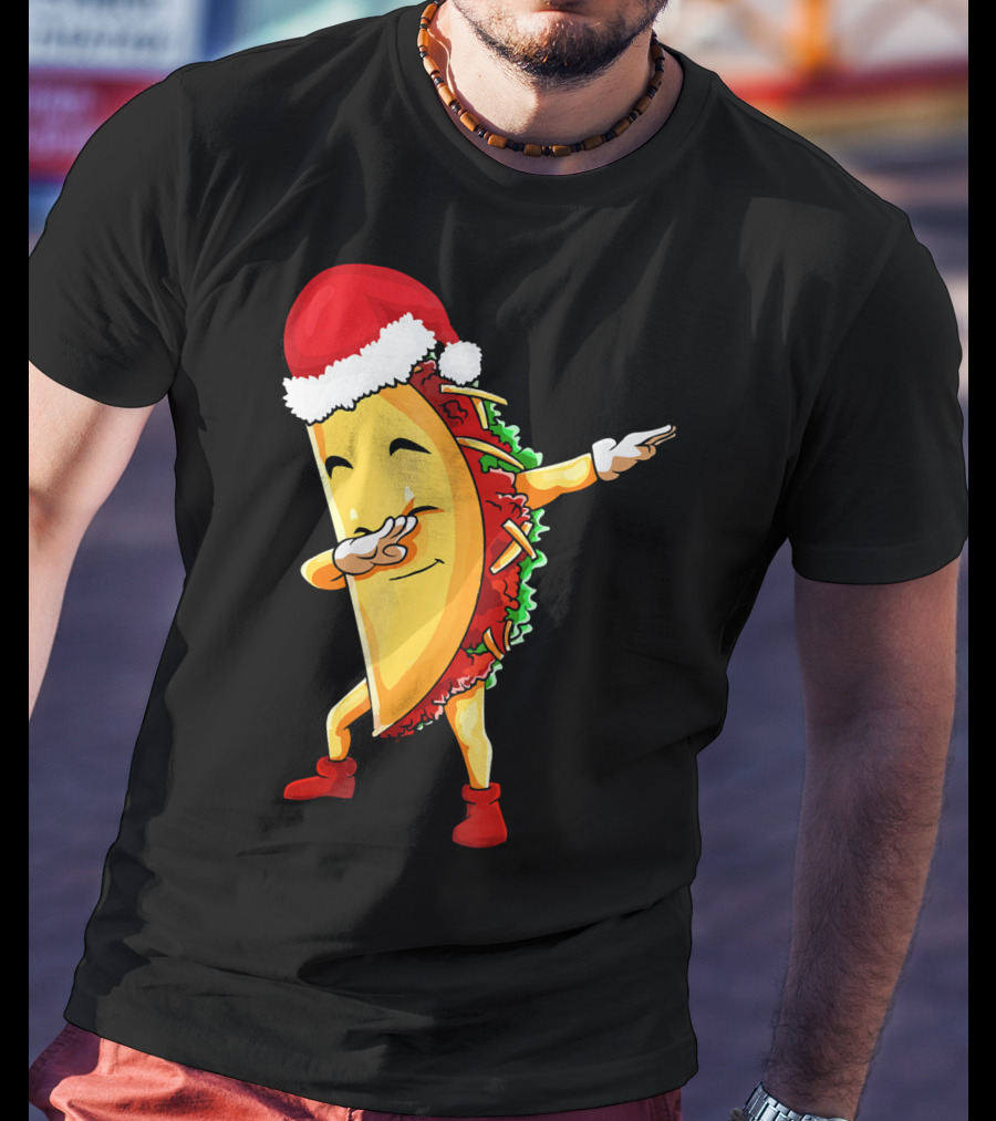 Dabbing Taco Santa Christmas Pajama Holiday Dance T-Shirt