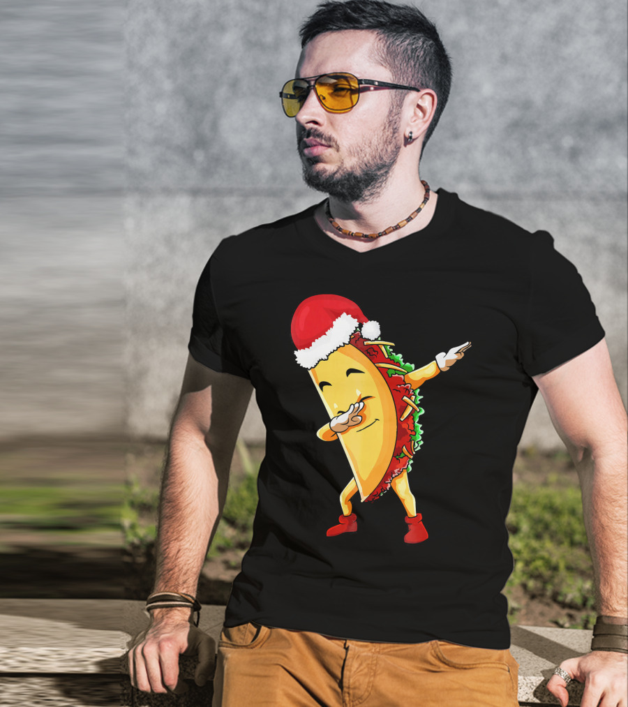 Dabbing Taco Santa Christmas Pajama Holiday Dance T-Shirt
